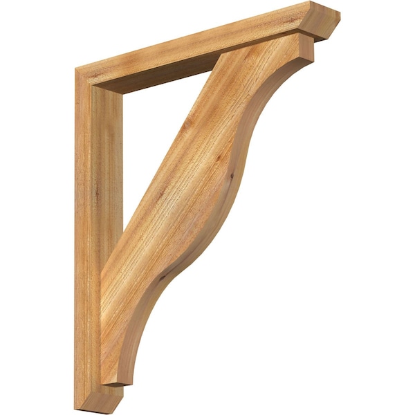 Ekena Millwork Funston Slat Rough Sawn Bracket w/ Offset Brace, Western Red Cedar, 4"W x 26"D x 30"H BKT0402X26X30FST06RWR - main